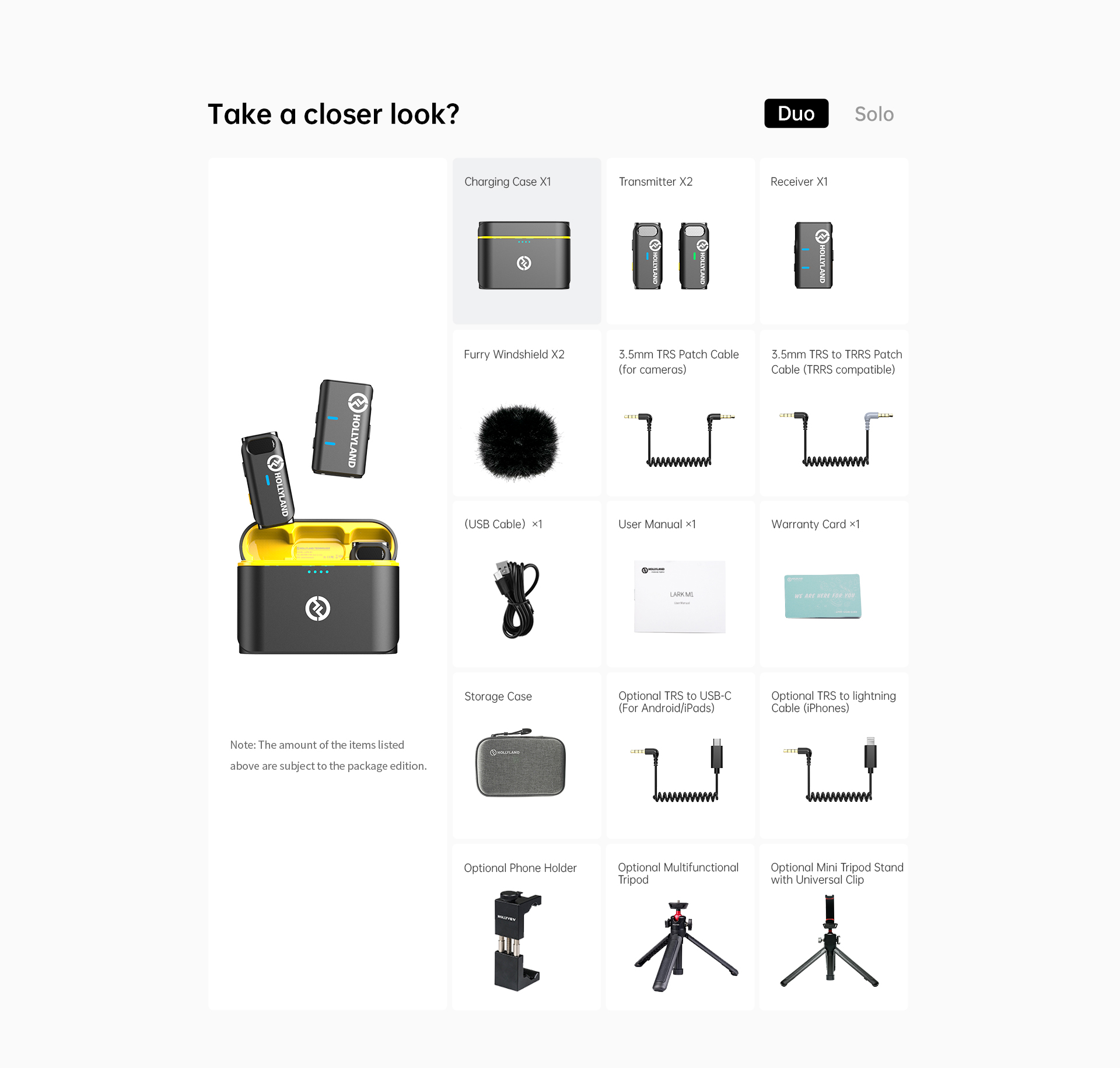 Lark M1 DUO Packing List